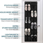 24 Large Pockets Upgraded Over the Door Shoe Organizer, Enhanced Hanging Solution Holder Closets, Shoe Cabinets for Everyone