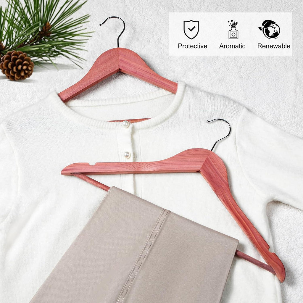 TOPIA HANGER American Red Cedar Wooden Clothes Hangers for Closet 30 Pack