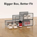 Foluck X-Large 15 Pack Shoe Storage Organizer Box Clear Plastic Stackable