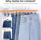 HOUSE DAY Wooden Pants Hangers with Clips, 25 Pack Skirt Hangers, Natural
