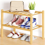 Smiry Bamboo Shoe Rack, 12 Vertical Slats, 3 Tier - 26.8" Wide, Natural