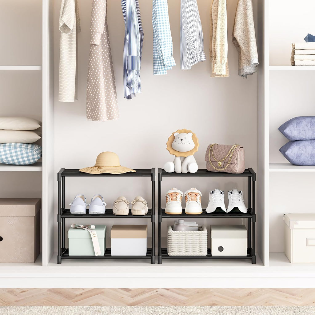 Autonomier 3 Tier Extra Small Shoe Rack (16.3" Wide), Lightweight Shelf