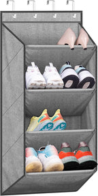 SLEEPING LAMB Over The Door Shoe Organizer for Closet with Large Deep Pockets, Narrow Shoe Rack for Door Hanging Boots Storage, Black