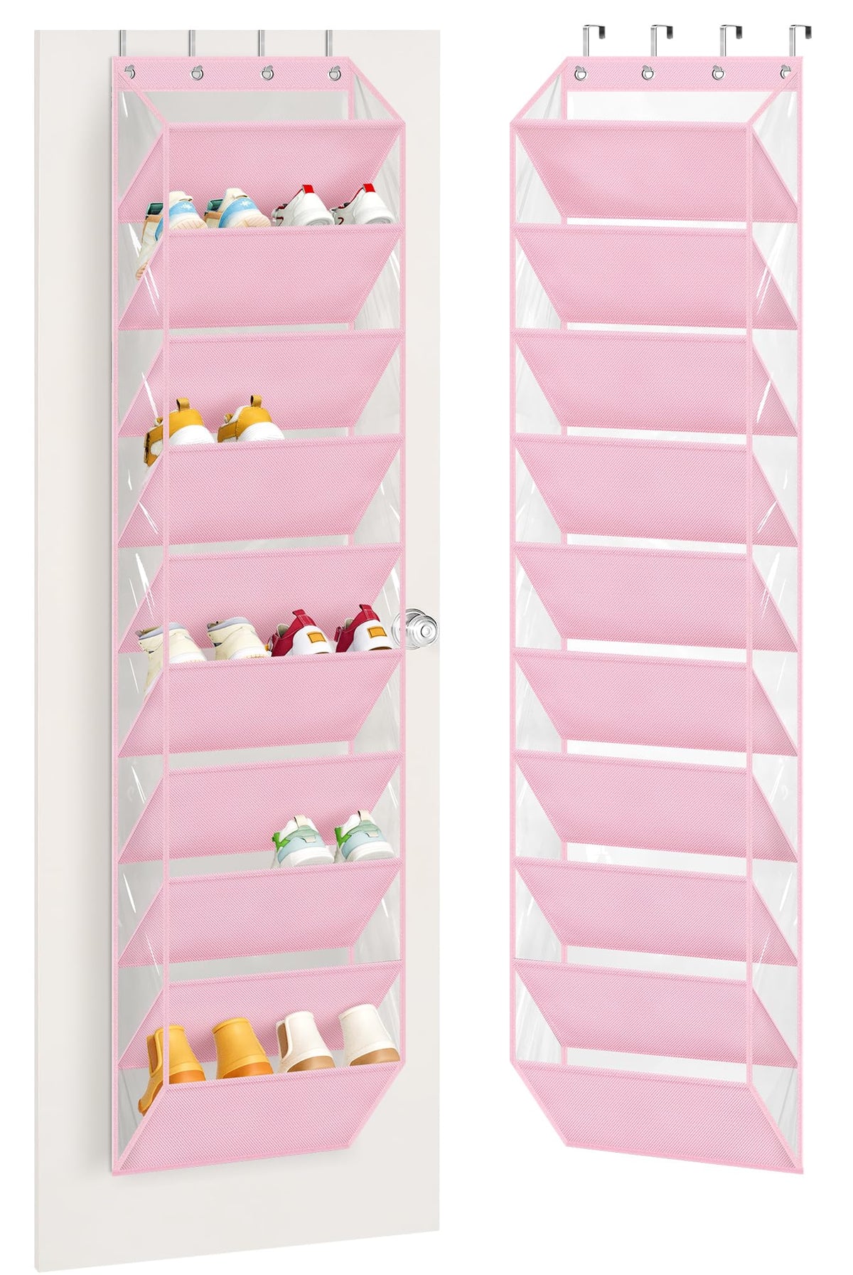 AOODA 10 Tier Clear Over the Door Shoe Organizer Storage, Deep Pockets Large Hanging Shoe Rack for Closet Door, Fit 20 Pairs Shoe Holder Hanger for Sneakers, Boots (Black)