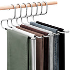 DOIOWN Open Ended Pants Jean Hangers - Stainless Steel Jeans Hangers 10 Pack 8 mm Thick, Versatile Non-Slip Hangers for Heavy Pants, Jeans, Trousers, Scarf, Space Saving Clothes Hangers for Women Men