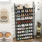Simple Trending Tall Shoe Rack Storage Holds 40 Pairs, 10 Tier Shoe Organizer Shelf Large Capacity for Entryway Closet, Black