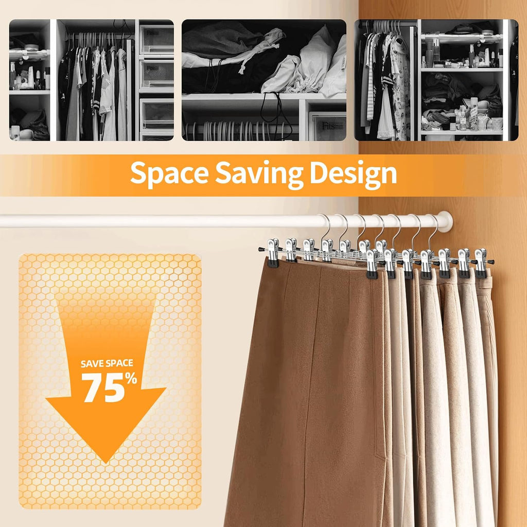 Pants Hangers with Clips Skirt Hangers for Women 10Pack