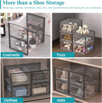 Kuject 12 Pack Large Shoe Boxes, Clear Stackable Containers with Lids,Black