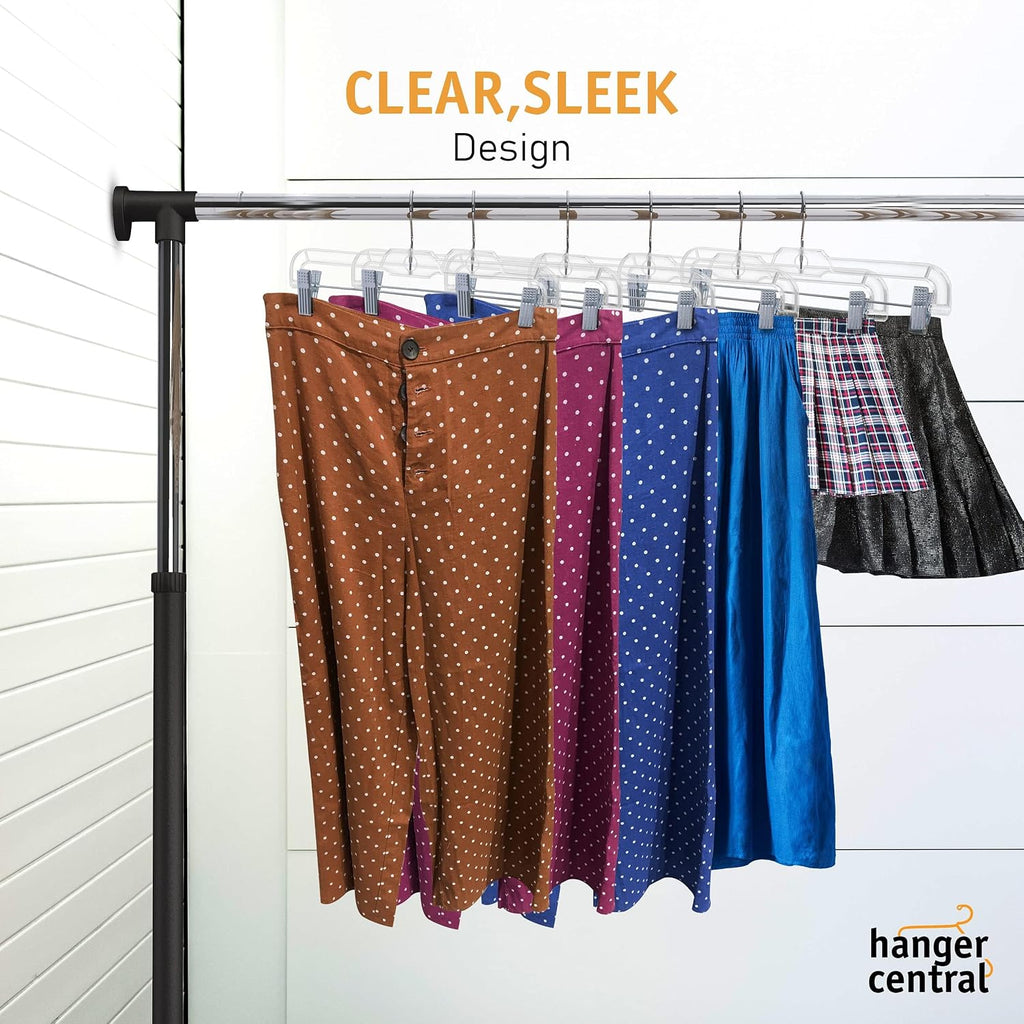 14 Inch Clear Pants Hangers, 12 Pack