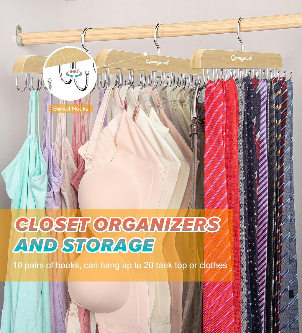 Gomyrod Tank Top Hanger, 2 Pack w/40 Hooks Bra Hanger for Closet Organizer