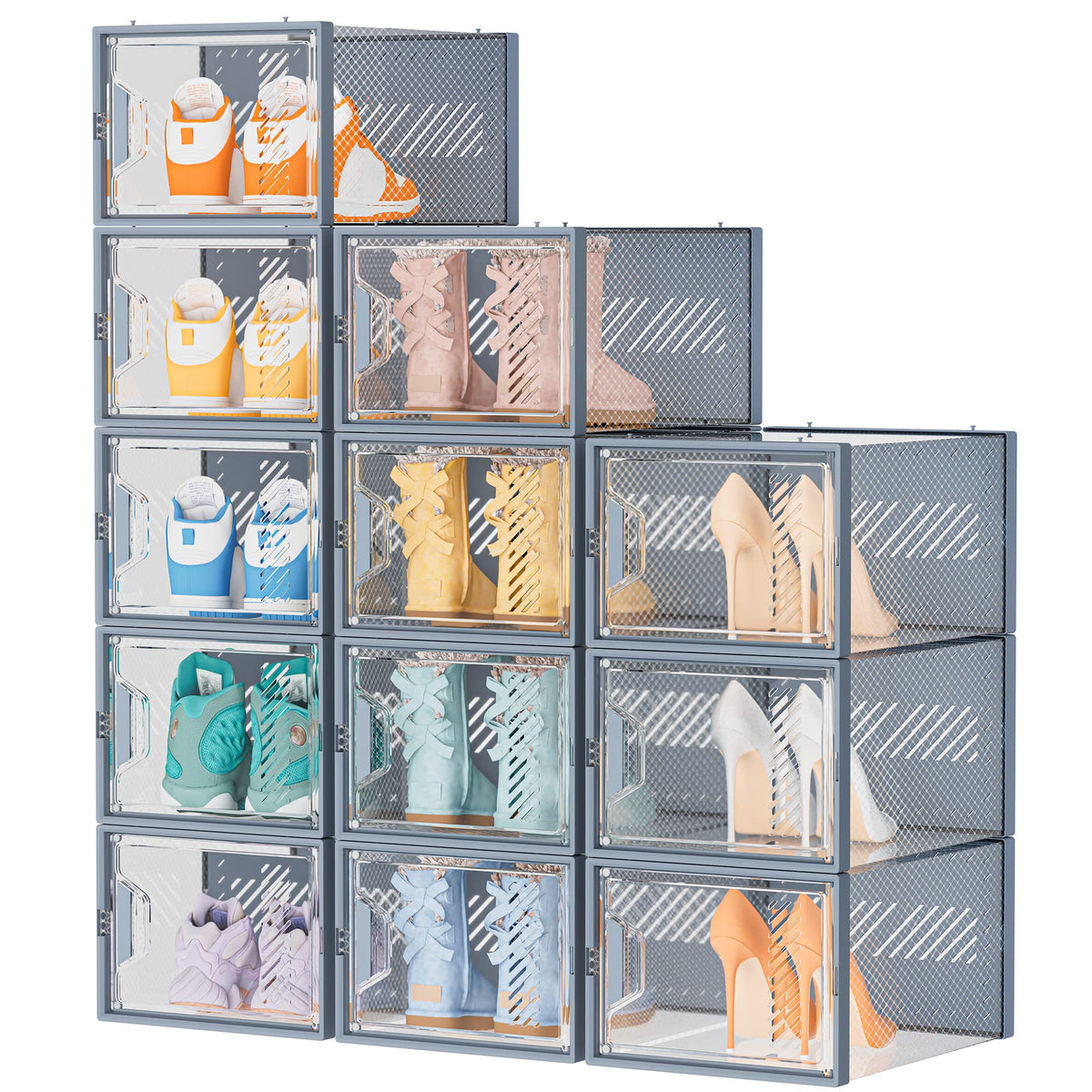 SIMPDIY XL Clear Shoe Storage Boxes, Stackable Shoe Organizer for Closet