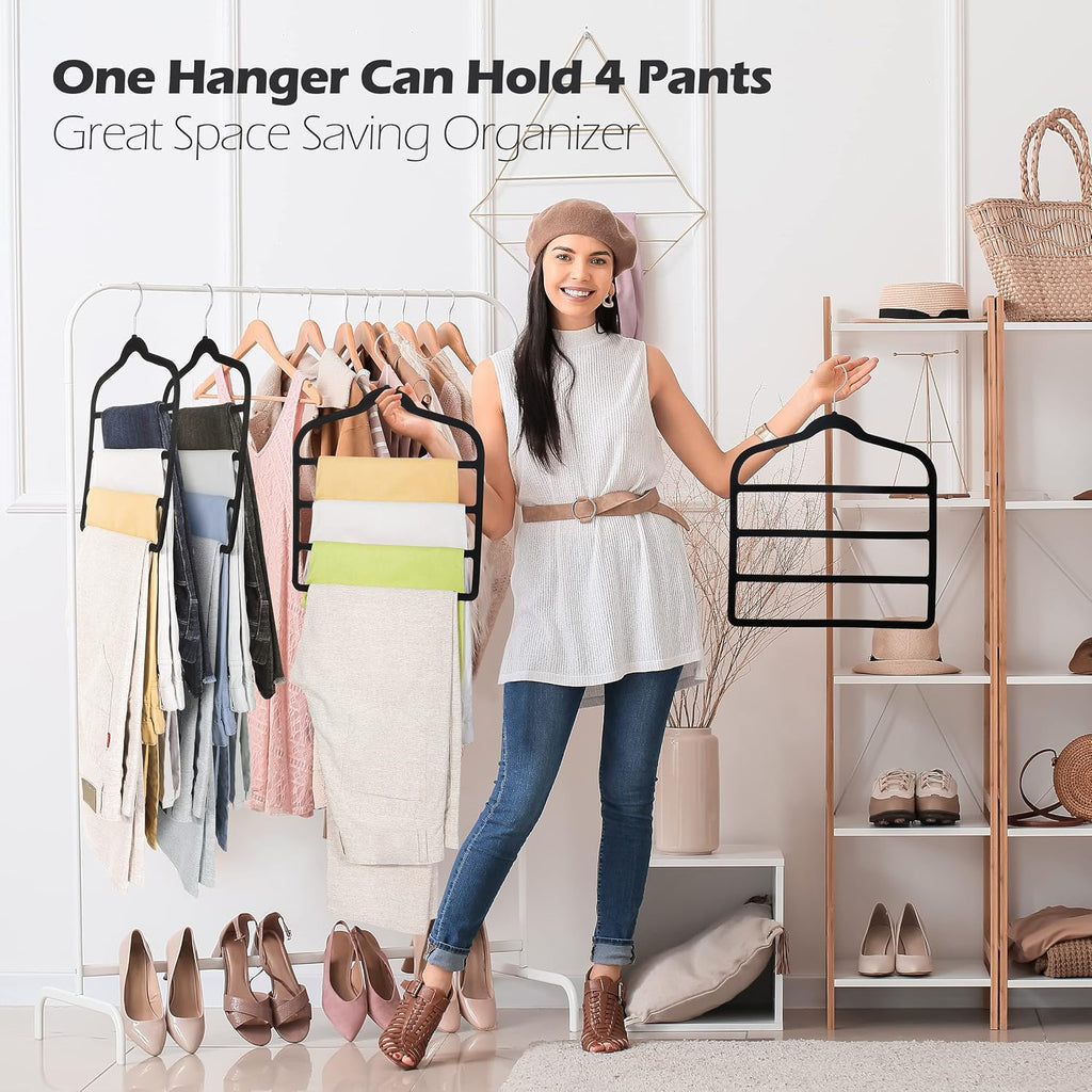 Velvet Pant Clothes Hanger Space Saving Non Slip Hanger Jean Slack Hangers