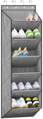 SLEEPING LAMB Over The Door Shoe Organizer for Closet with Large Deep Pockets, Narrow Shoe Rack for Door Hanging Boots Storage, Black