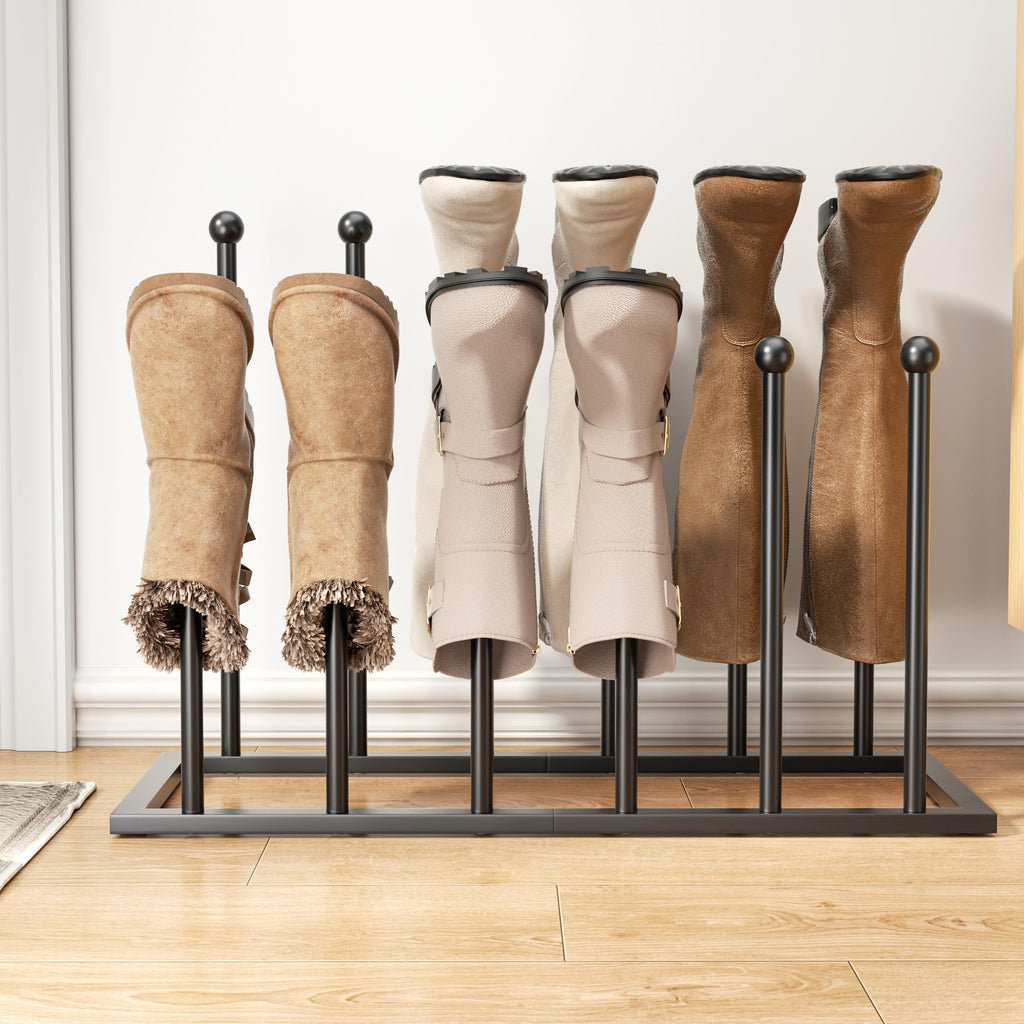 Freestanding Boot Rack, Shoe Storage Organizer Fit for 8 Pairs, Black