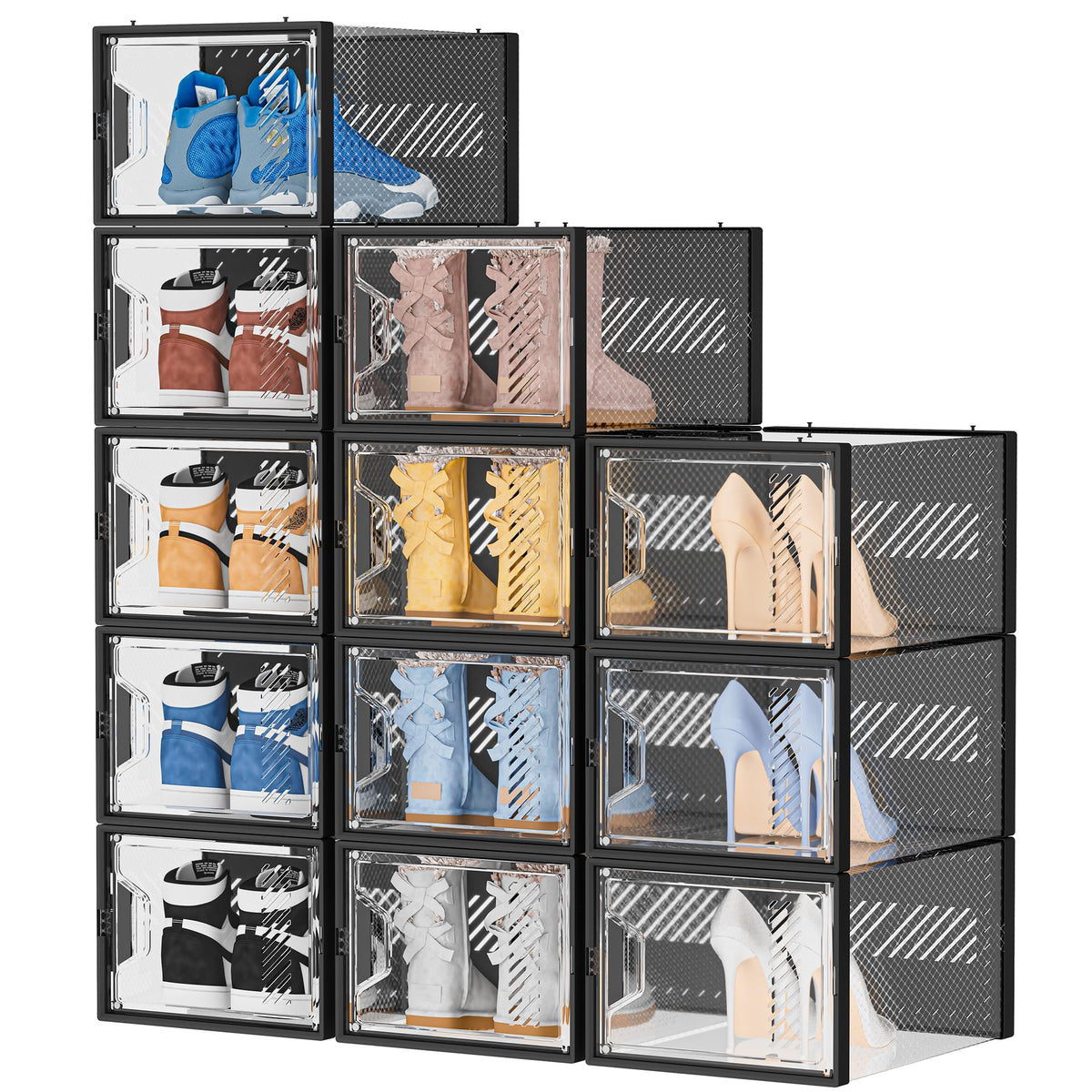 SIMPDIY XL Clear Shoe Storage Boxes, Stackable Shoe Organizer for Closet