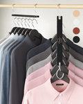 MORALVE Space Saving Hangers for Closet – 4 Pack European Beechwood 6-Tier Shirt Organizer with 360° Swivel Hook – Collapsible Clothes Hanger for Closet Organization (Hangers Not Included)